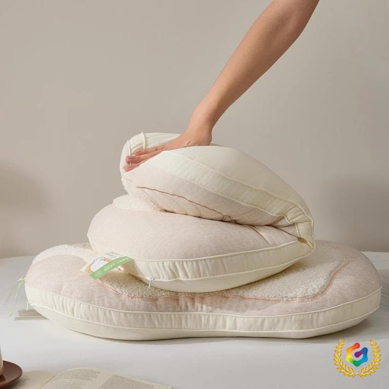 ✅ Ins Minimalist Wool Silk Solid Color Cute Lamb Luxury Bedding Neck Support Pillow