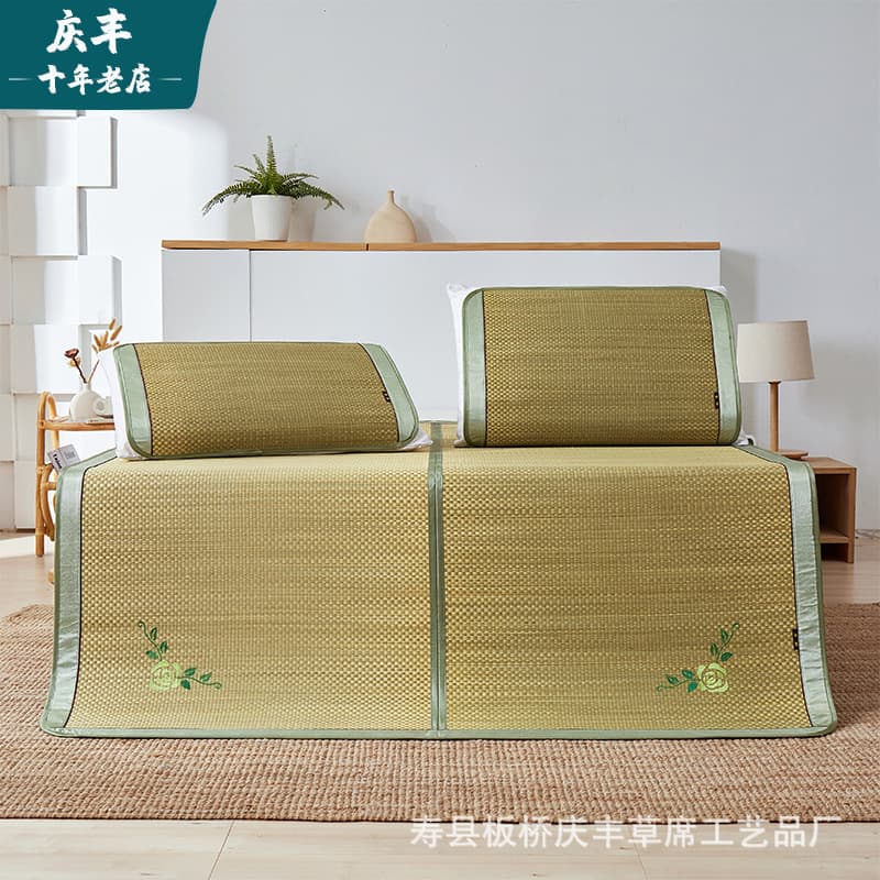Straw Mat Wholesale Manufacturer with Tatami Cool Mat Vintage Double-Sided Foldable Dormitory Student Single Mat Orchid Grass Mat
