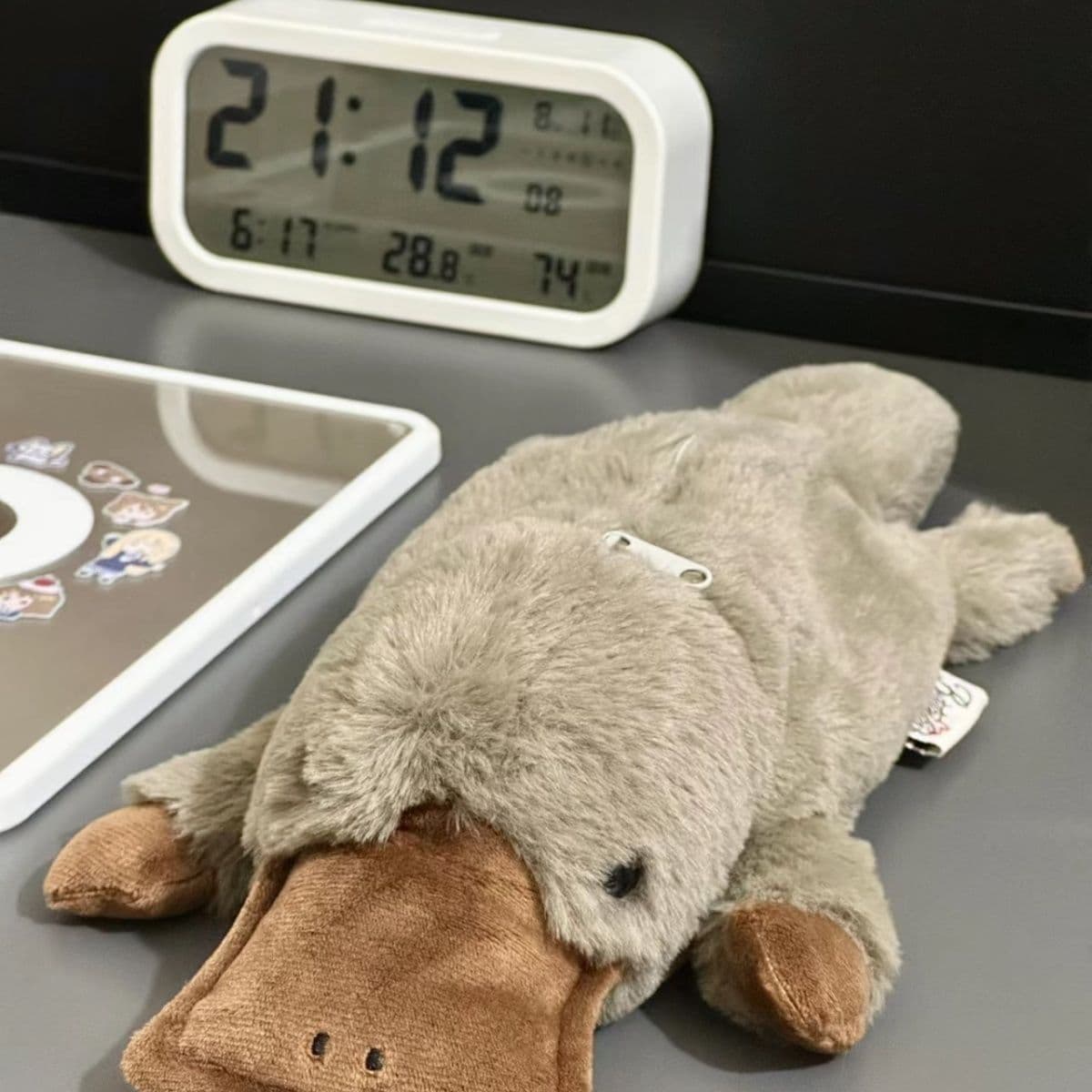New platypus little monster plush pen bag student nap pillow stationery bag desktop storage bag cosmetic bag