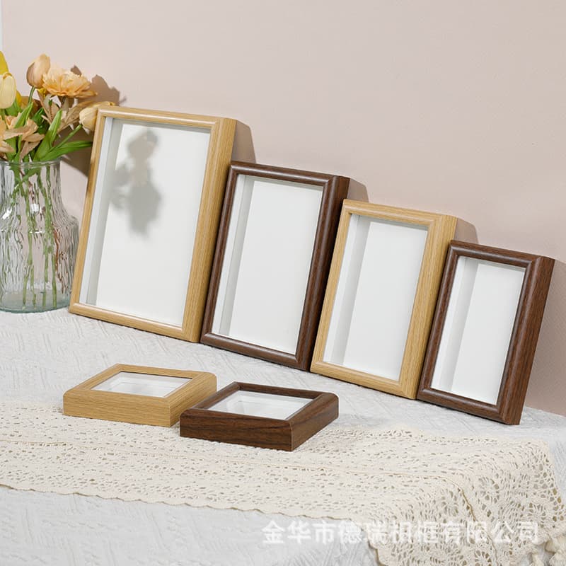New Hollow 3D Photo Frame with Glass Front, Wooden Tabletop Display, Factory Wholesale, Wood Frame Decor, 6 7 8 10 Inch
