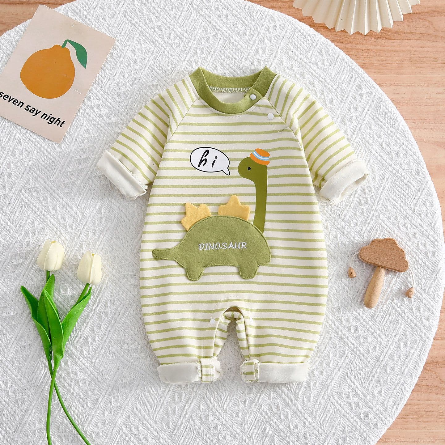Baby Spring and Autumn Romper Cartoon Pure Cotton Kids Clothing Fun Little Dragon Long-Sleeve Outwear Crawling Suit