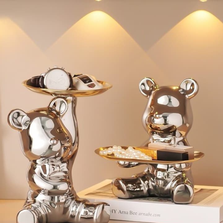 Luxury Ins-style Violent Bear Tray Key Holder Decoration Living Room Table Nordic Style Ceramic Craft