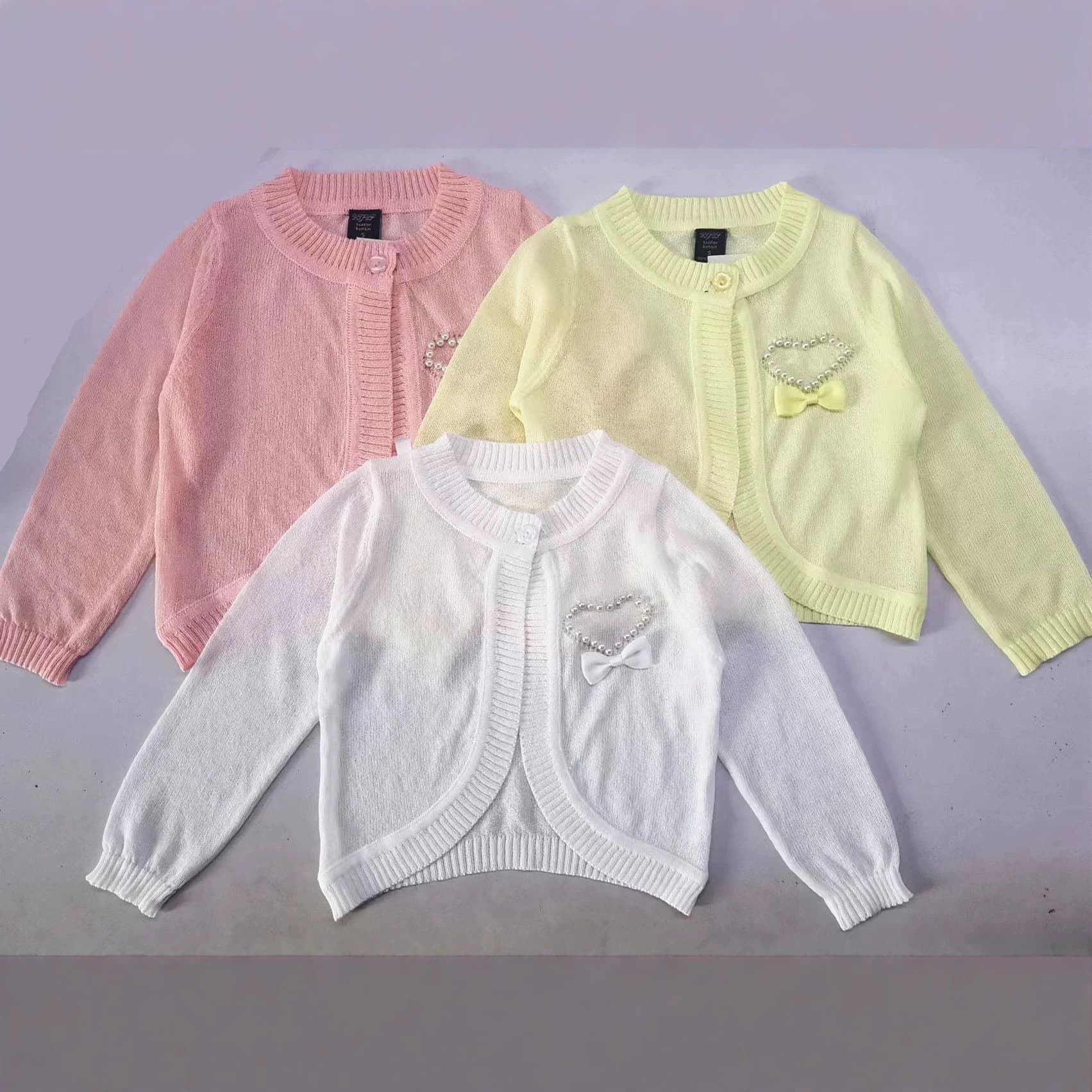 Children's Summer Sun Protection Ultra-Thin Linen-Like Cool Silk Baby Kids Cardigan Knit Sweater for Girls