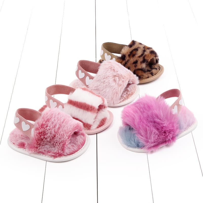 Baby Shoes for 0-12 Months, Toddler First Walkers, Elastic Slip-On Sandals, Fashion Tie-Dye Furry Shoes, Summer Sandals for Infants