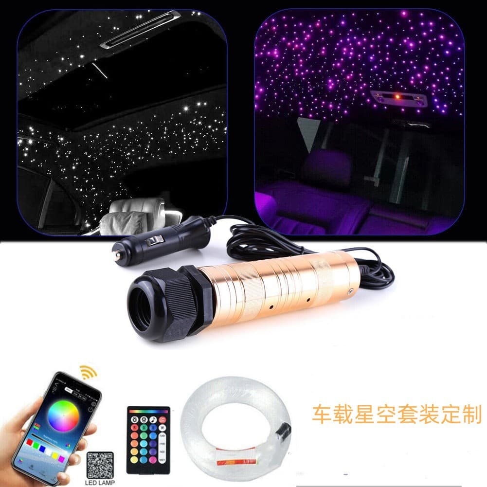 12V Car Flashlight Fiber Optic Cable Kit with Mobile App, Bluetooth Voice Control, Wireless Remote Control, Fiber Optic Light Source Machine