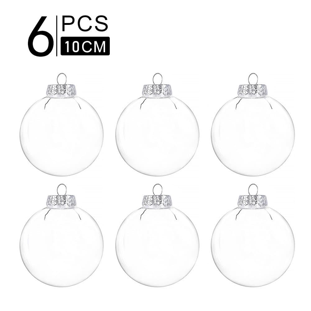 Cross-border Hot-seller Aluminum Cap PET Christmas Balls, High-Clarity 6/8/10cm Transparent Tree Ornaments