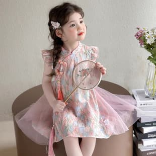 Girls' Summer Dress 2026 New Style Children's Princess Dress Cheongsam Hanfu Baby Summer Dress Chinese Style