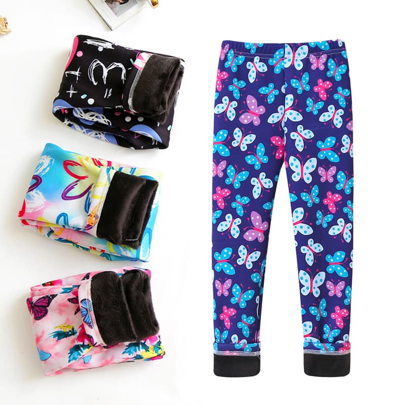 New Girls' Fleece-Lined Leggings Thin Fleece for Spring/Autumn Wear, Children's Milk Silk Long Pants, Warm Autumn Trousers for Small-Medium Kids