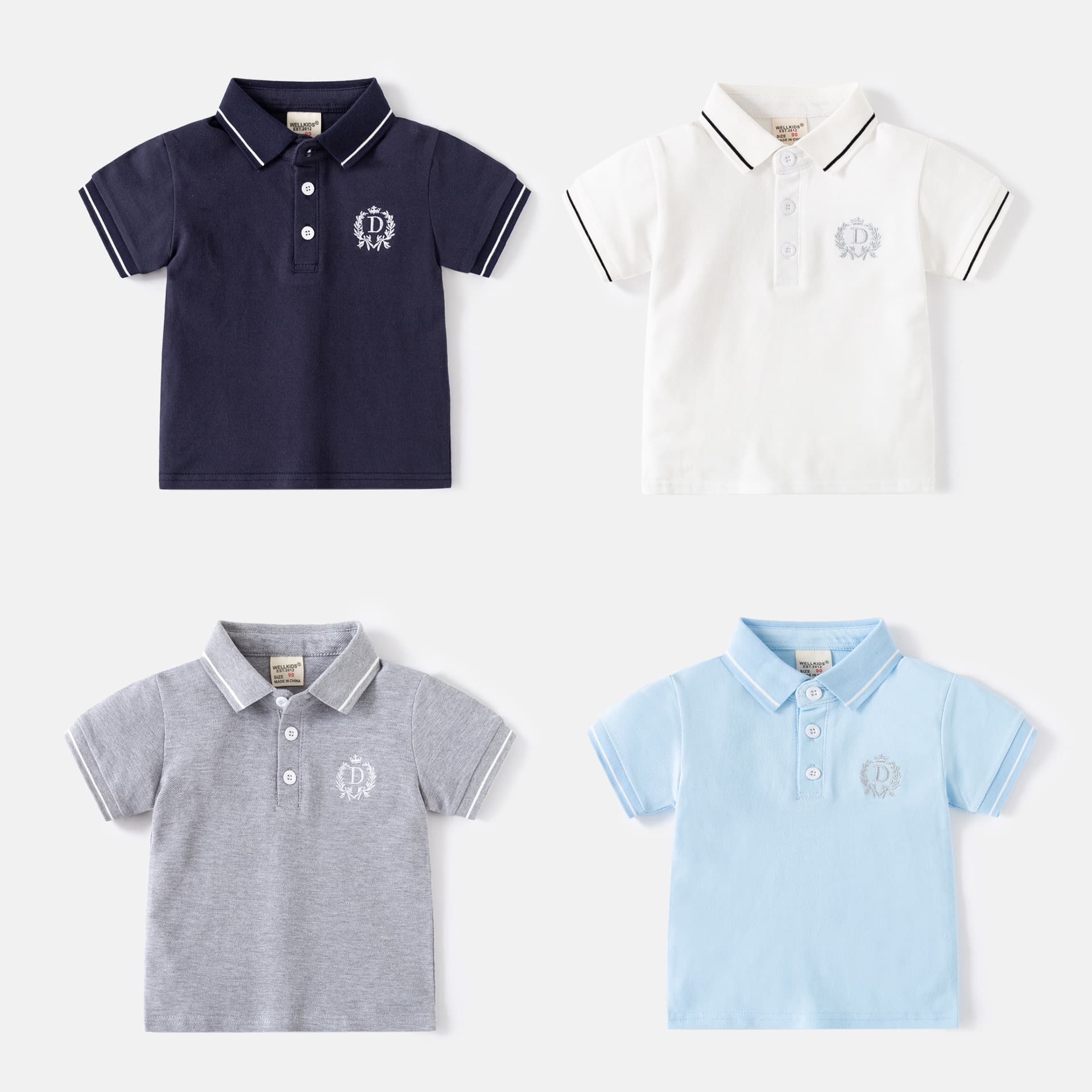 2024 New Style Children's Short-Sleeve T-Shirt, Boys' Polo Shirt, Baby Short-Sleeve Top, Korean Style Embroidery Fashionable Children's Clothing Trendy
