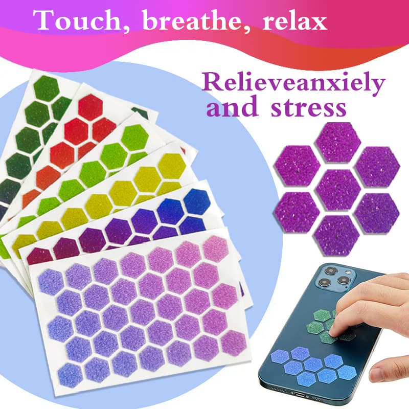 Cross-border Teen Adult Calm Stickers Anxiety Sensory Hexagon Stress Relief Stickers Pressure Resistant Textured Stress Relief