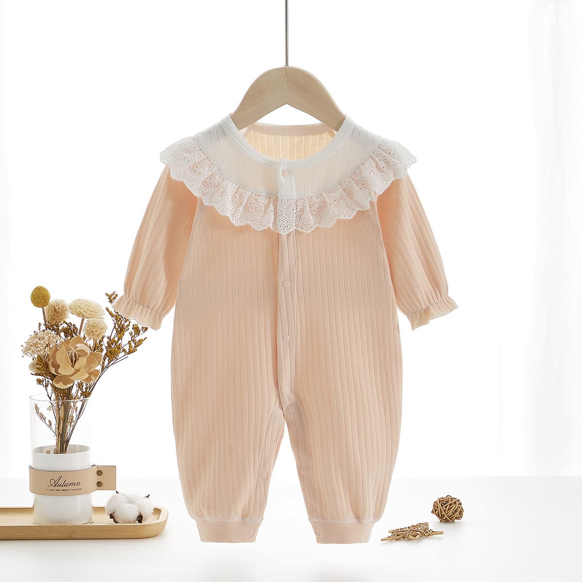 2025 new baby jumpsuit long-sleeved jacquard thin section female baby summer clothing male newborn cartoon Internet celebrity haha