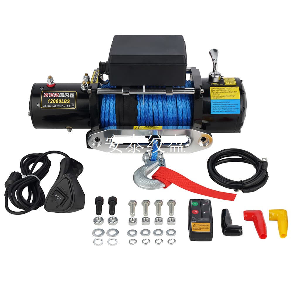 Direct from Manufacturer 12V/24V 12000 lb New Hot-Selling Nylon Rope Winch, Off-Road Vehicle Winch, Electric Winch