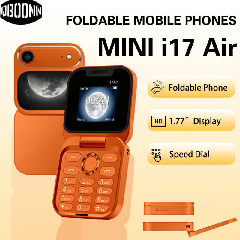 New i17 Air Phone Orange Cross-border Hot Seller Folding Flip Keypad Backup Phone Multi-language