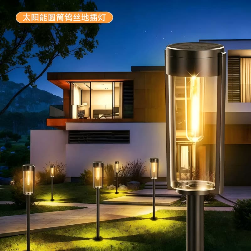 Solar tungsten filament courtyard garden ground lawn atmosphere landscape light rainproof tungsten filament lamp outdoor lighting street light