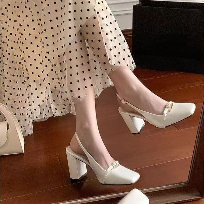 Square toe square toe with thick heel Mary Jane high-heeled shoes 2025 summer toe sandals women's small style