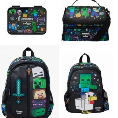 Australia Smiggle Minecraft Stationery Backpack Series, Large Capacity Primary School Backpack, Waterproof, In Stock