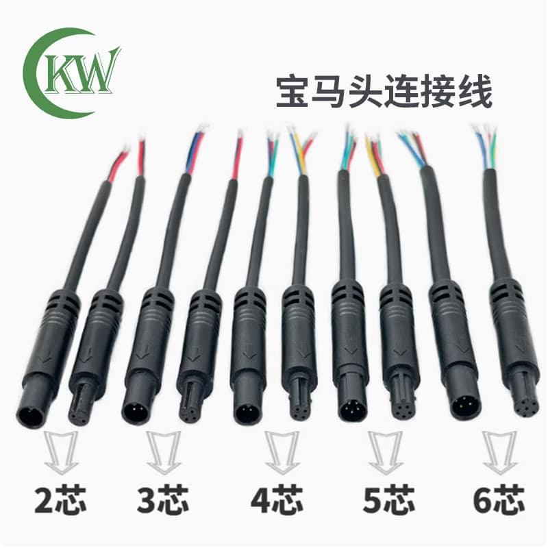 Car dashcam signal connection cable, camera extension cable, BMW male and female connector.