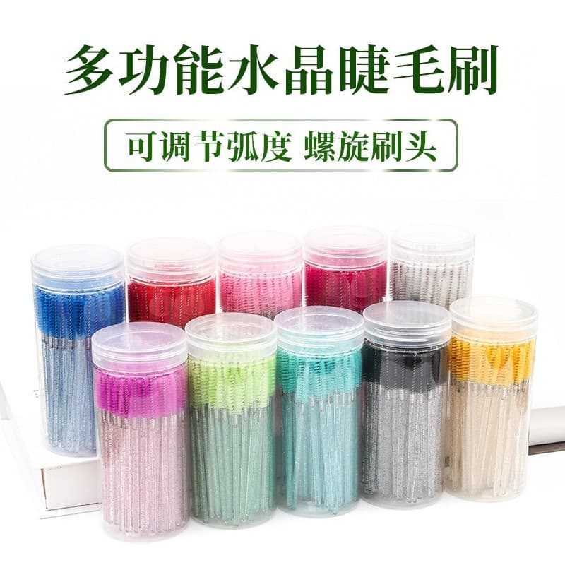 Bottle Mounted Crystal Rod Eyelash Brush Bucket Mounted Eyebrow Comb Spiral Mini Brush Colorful Eyelash Curling Brush Mink Eyelash Tool