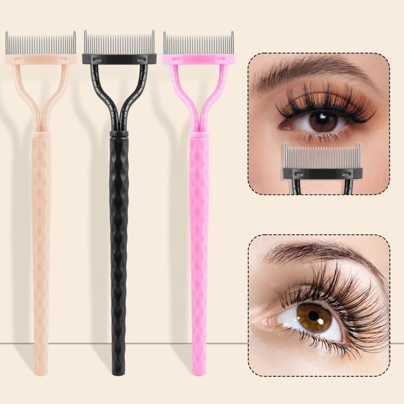 Semi-curved steel tooth eyebrow comb steel tooth eyelash brush even eyebrow brush eyelash comb shaping tool eyelash assistant direct sales