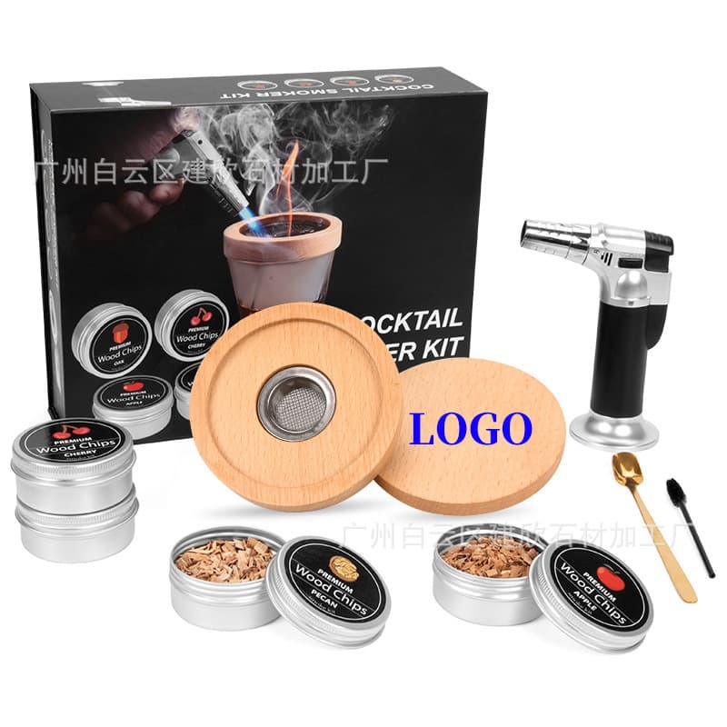 Factory In-Stock Hot Selling Wooden Cocktail Smoker Gift Set with Wood Chips for Flavoring