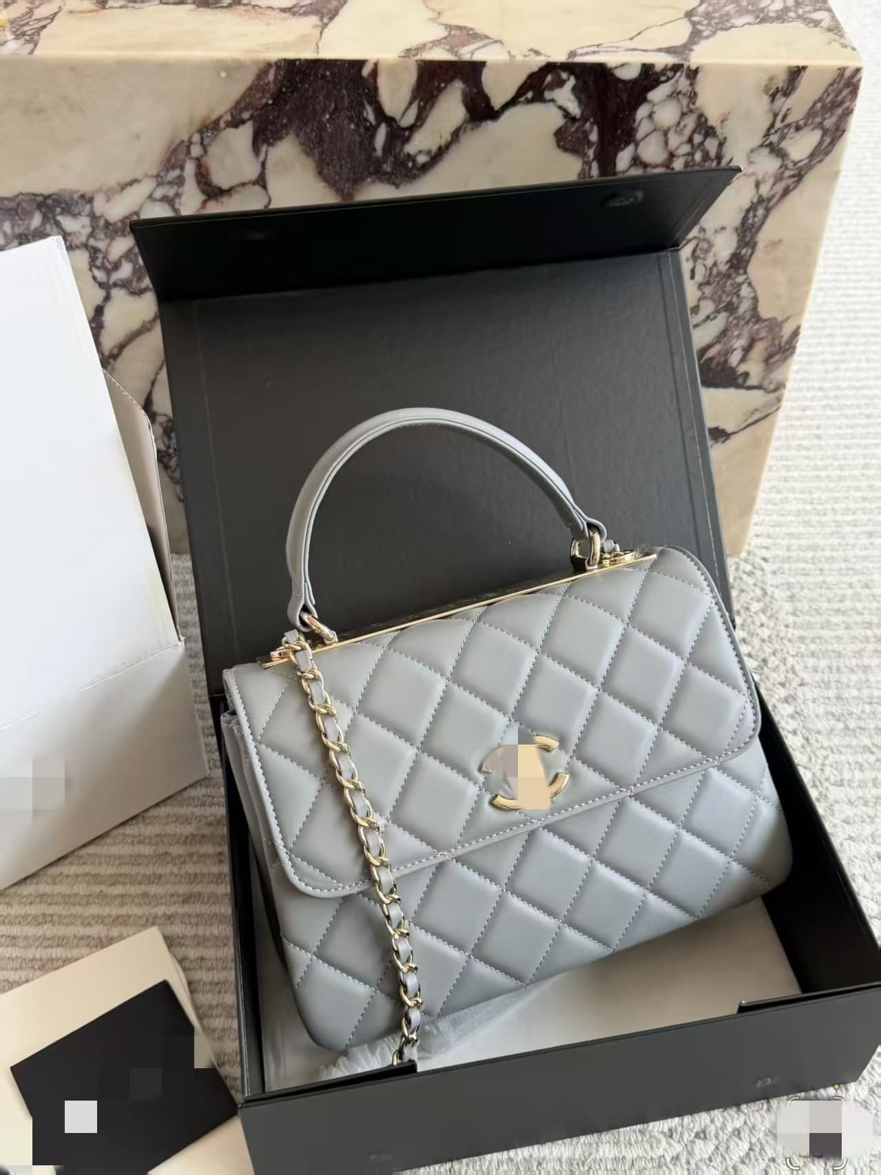 Genuine Leather Lambskin Cross-Border New Style Little Fragrance Chain Bag Exquisite Versatile Shoulder Handbag Crossbody Women's Small Square Bag