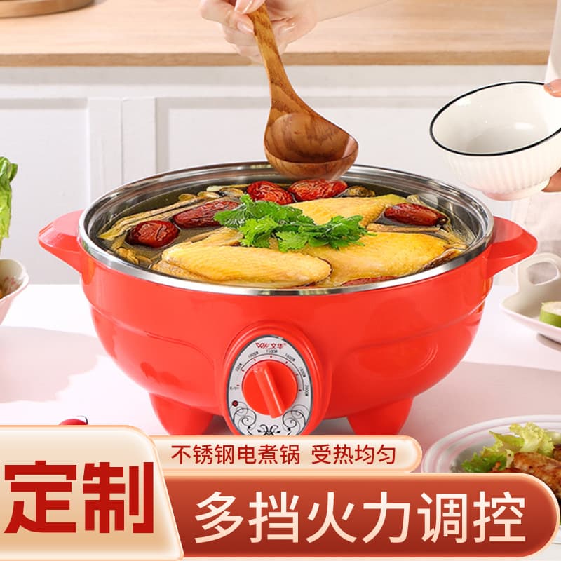 Dormitory Household Electric Hot Pot, Custom Processing, Double-Layer Steaming and Boiling, Adjustable Large Capacity Electric Hot Pot, Custom Electric Cooking Pot