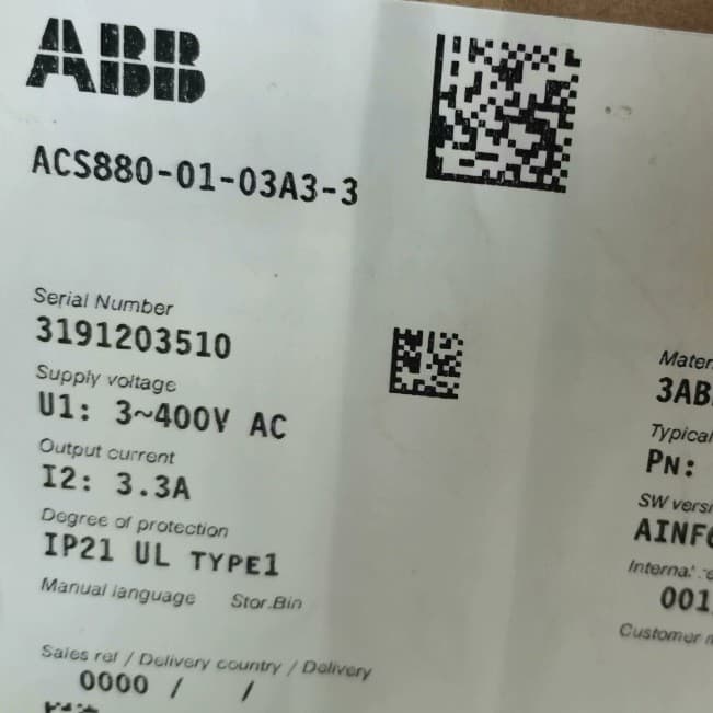 ABB frequency converter ACS880-01-03A3-3 brand new and original, sold at negotiated price and made in Switzerland