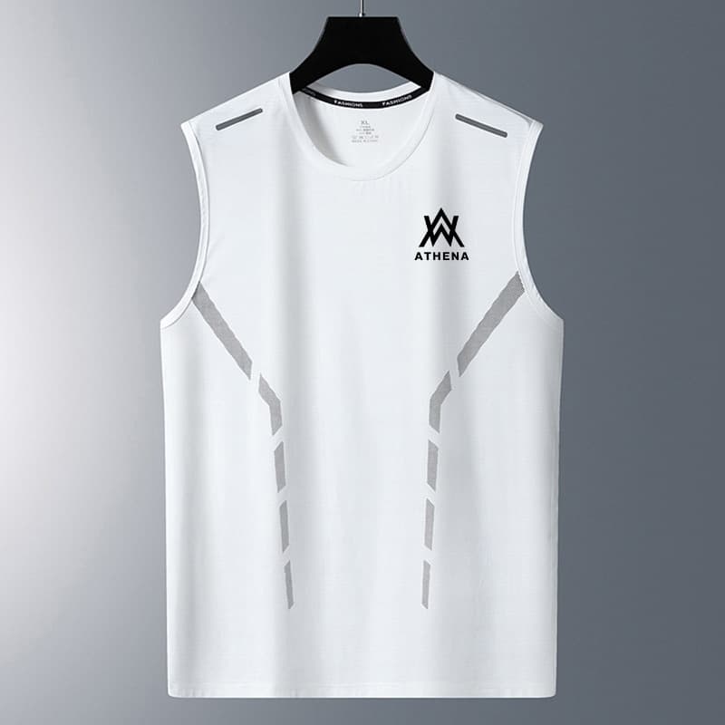 Men's Ice Silk Vest Quick Delivery Summer Fitness Training Base Layer T-shirt Wide Shoulder Training Sleeveless T-shirt