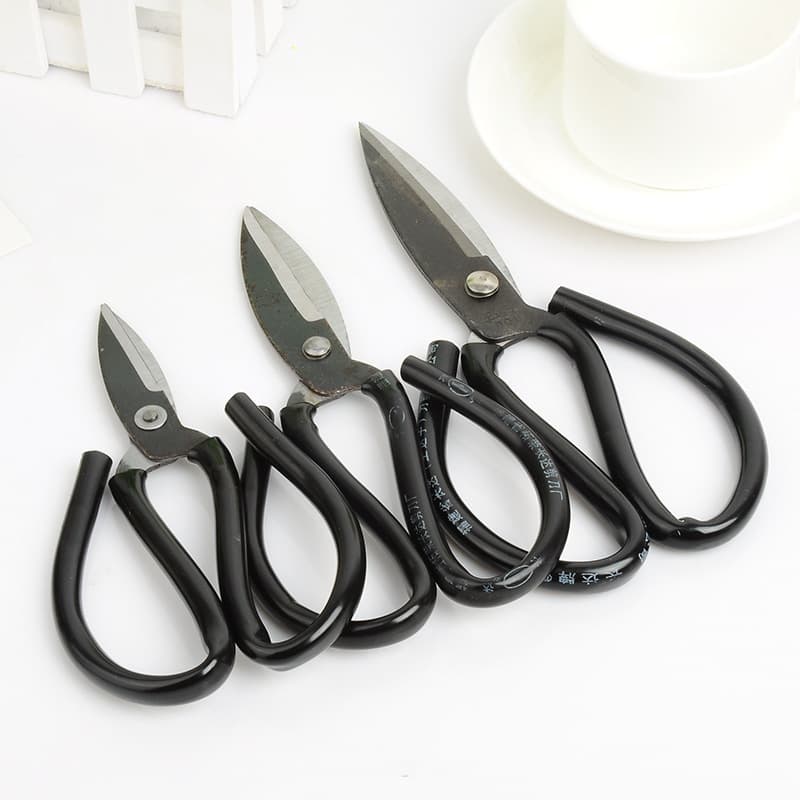 Household fish head shears, large-headed shears, black leather, iron, size 123, household leather large-headed shears, available for wholesale.