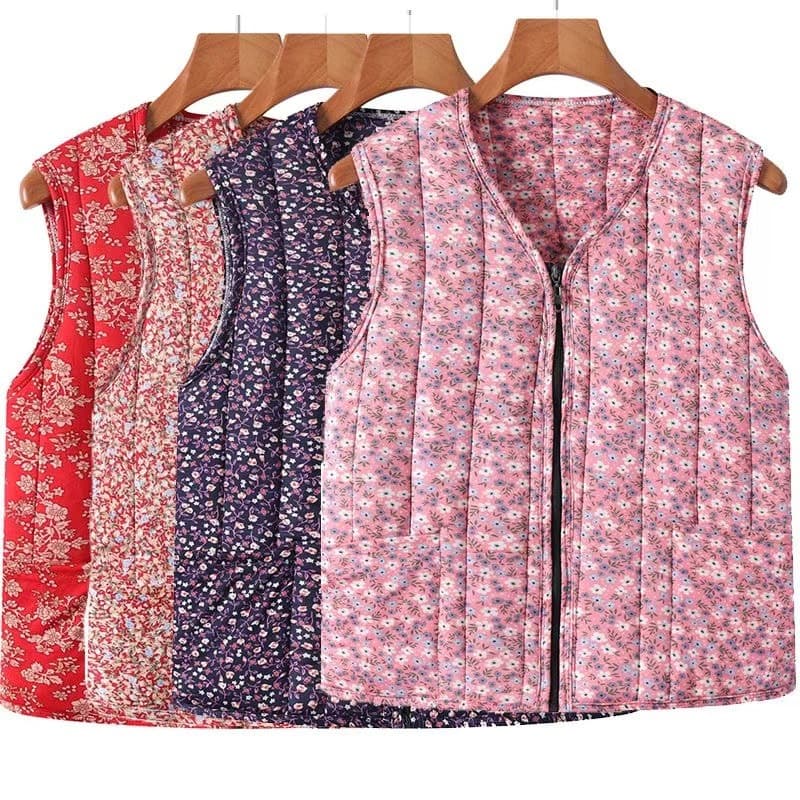 Middle-aged and elderly women's clothing mother fleece lined cotton vest zipper warm waistcoat grandma wear cardigan inner vest