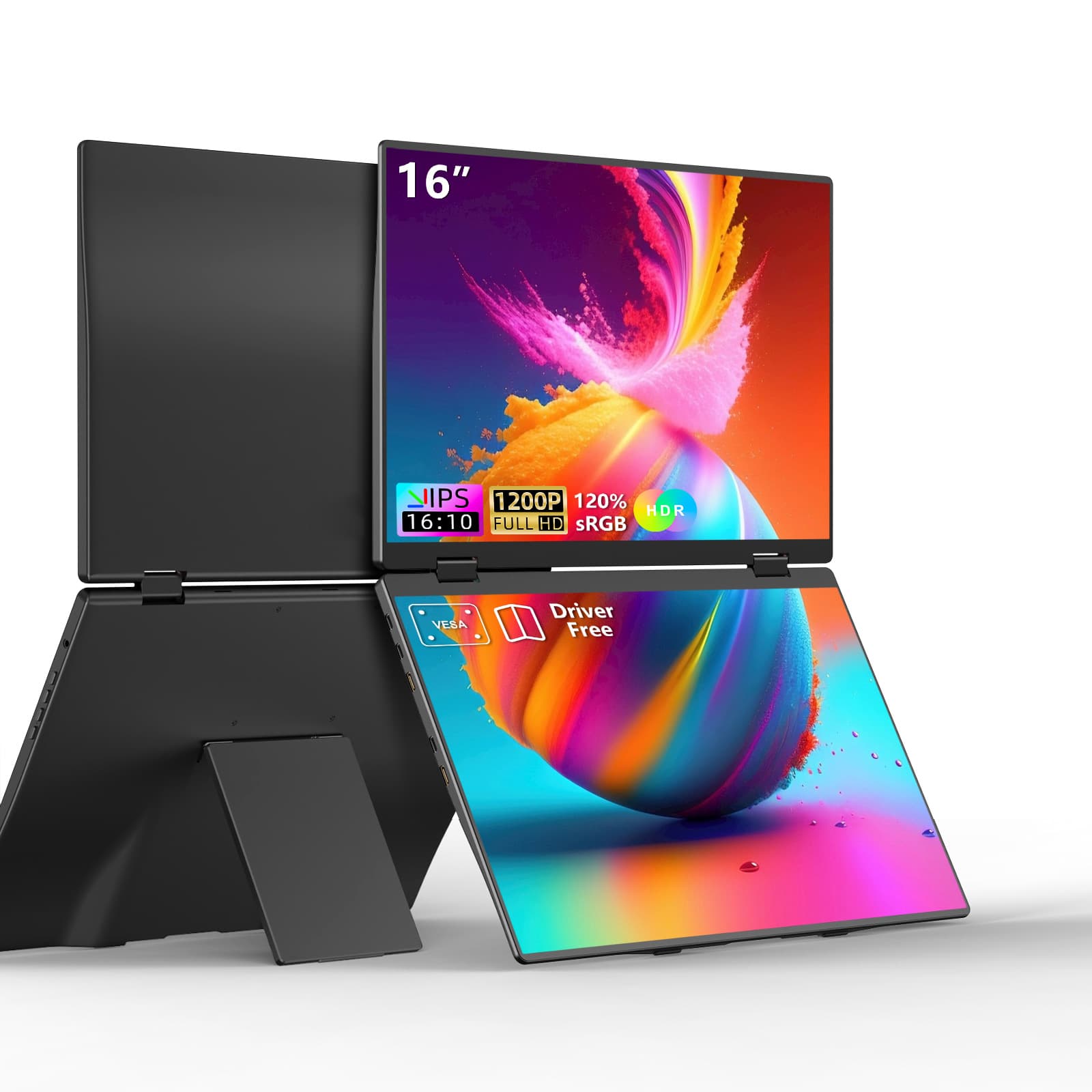 16-inch dual-screen portable monitor office gaming stock trading laptop external secondary screen waterfall screen customization