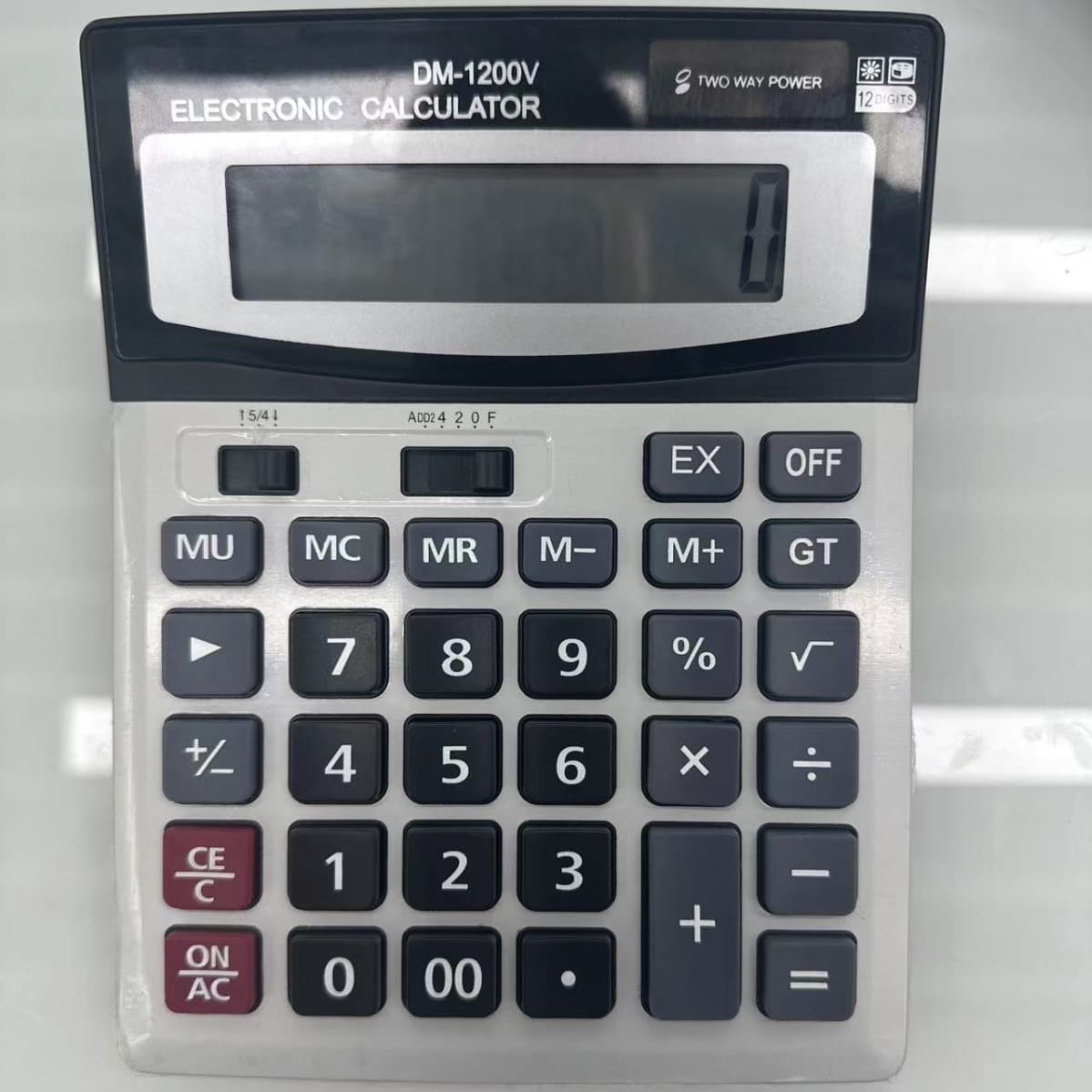 Solar 1200V Large Button 12-Digit Aluminum Surface Metal Calculator, Desktop Financial Office Supplies Wholesale