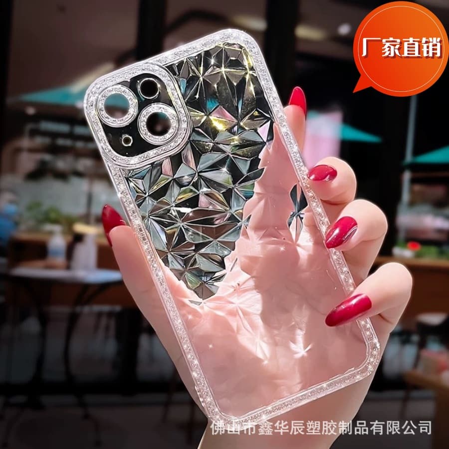 Ins-Style Diamond Pattern Suitable for Apple 17 Phone Case 16 Anti-Drop iPhone 15 Pro Soft Case Anti-Scratch Light Luxury Style