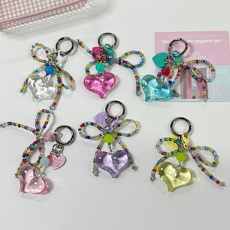 Hot-selling Finger Ring Beaded Phone Charm Set with Colorful Beads and Bowknots, Versatile Phone Lanyard 2-Piece Set