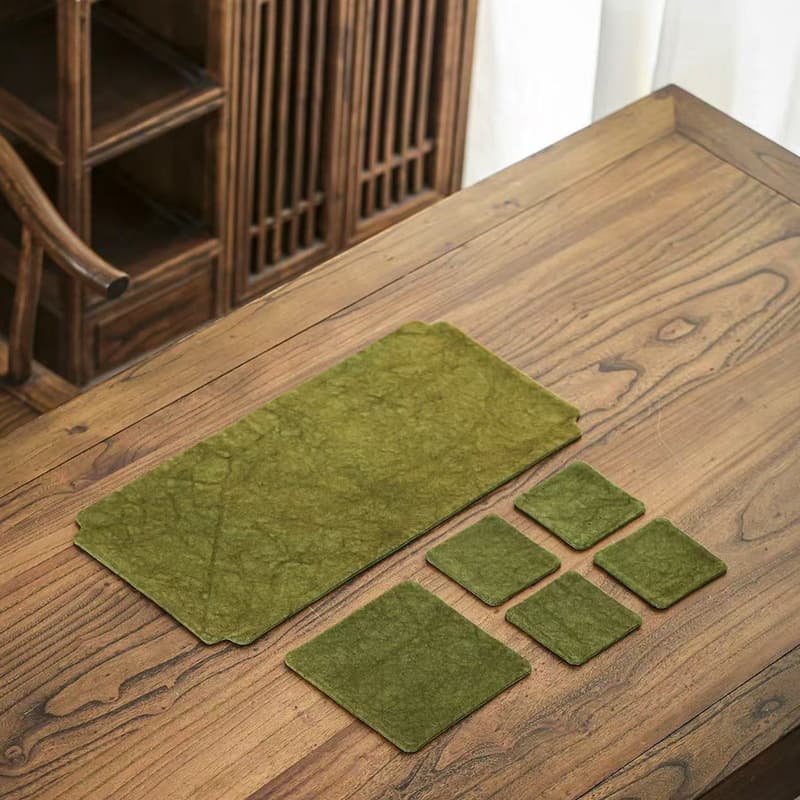 Tie-Dye Canvas Double-Sided Tea Mat, Absorbent Small Coaster and Pot Stand, Dry Brewing Set with Tablecloth and Tea Accessories
