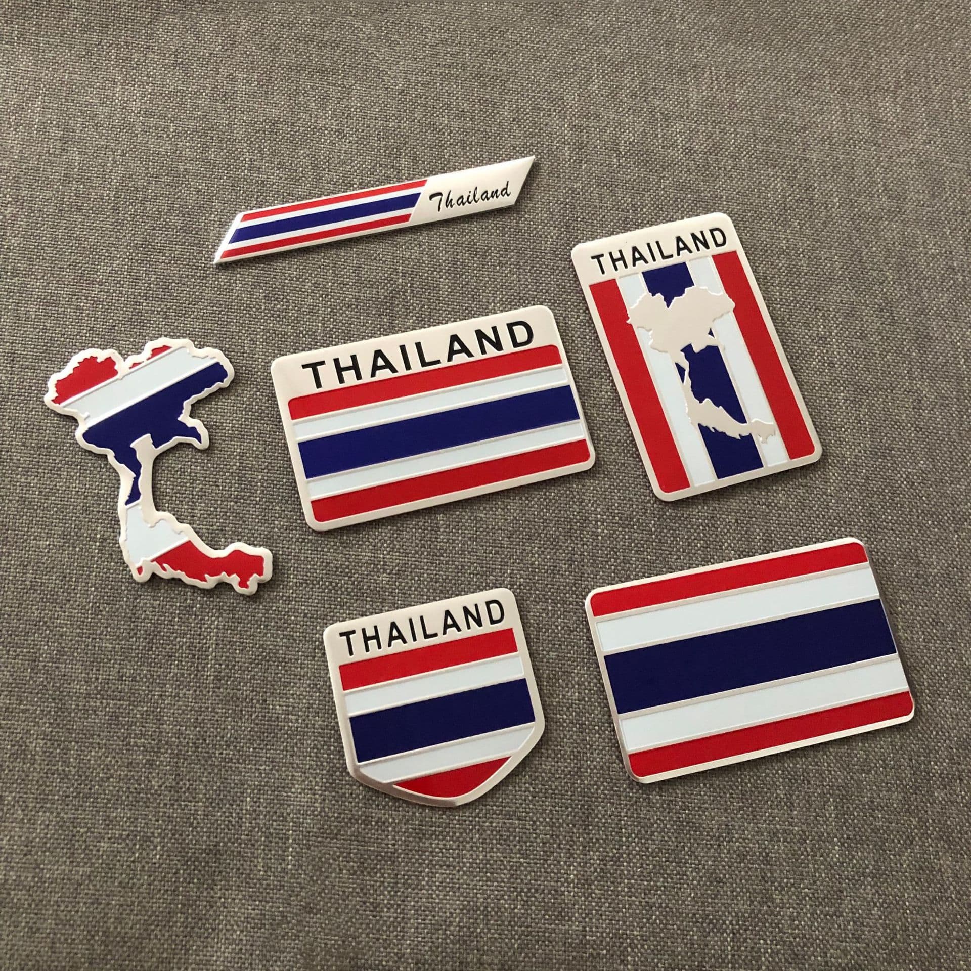 Thai Flag Decorative Sticker Thailand Metal Car Sticker Thai Map Aluminum Label Leaf-Shaped Side Emblem Tail Emblem