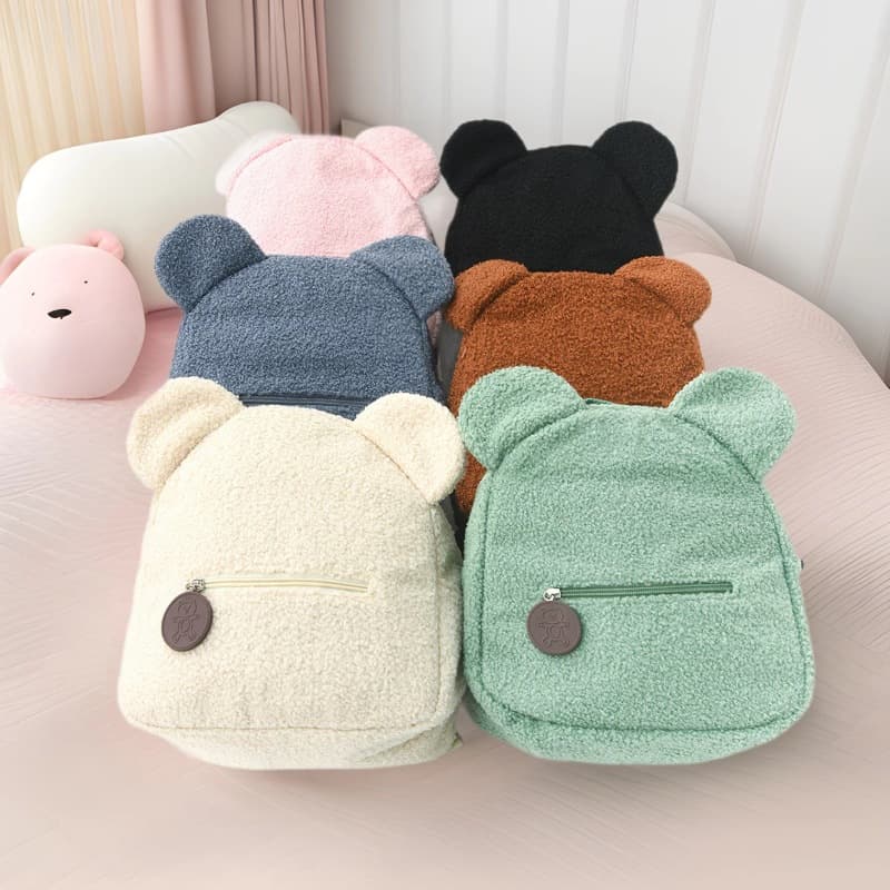 Cross-border plush backpack 2025 new trendy fashion casual bear ears backpack children's cartoon backpack