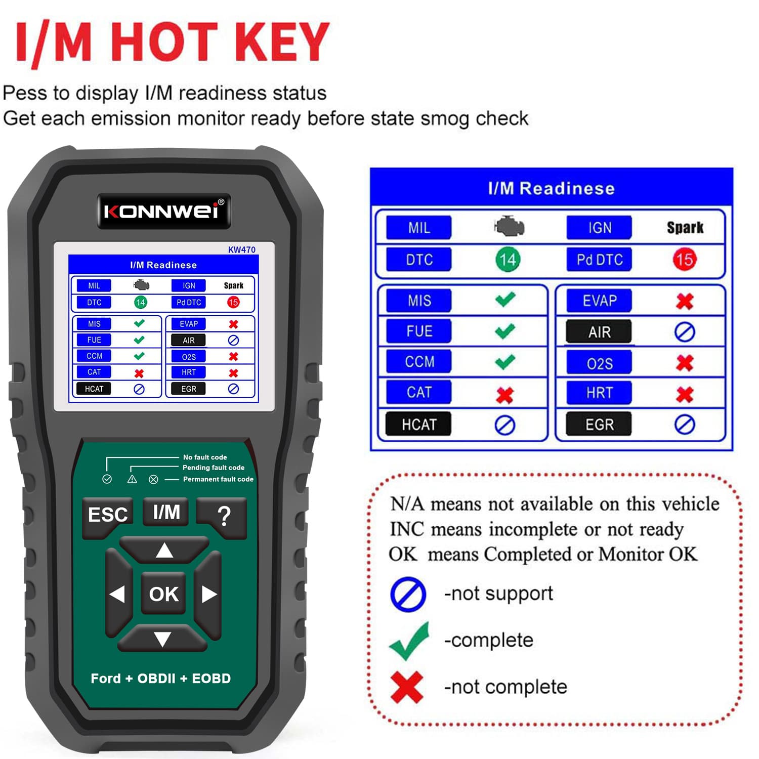 KW470 Ford-Specific ABS Airbag Special Function Car Diagnostic Tool Code Reader Scanner