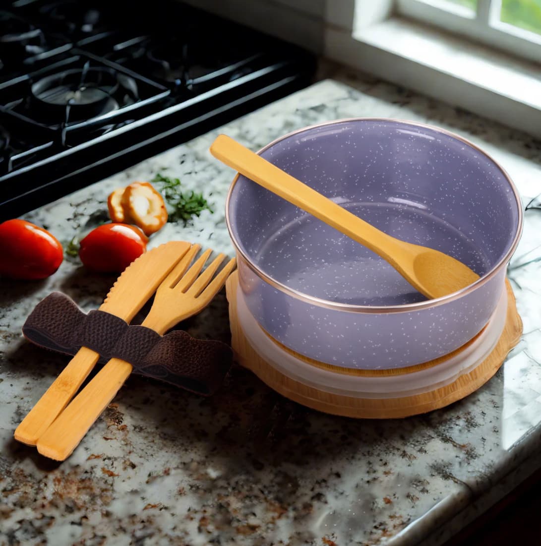 temu Amazon foreign trade enamel lunch box tableware lunch box set bamboo tableware salad bowl Japanese lunch box