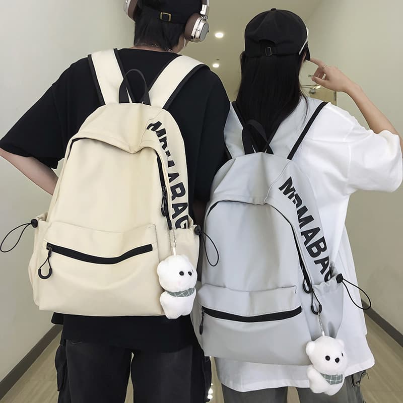 Korean Style Backpack for Women Solid Color Fresh High School College Student Backpack Campus Ins Style Mori Girl Minimalist Double Shoulder Bag for Women
