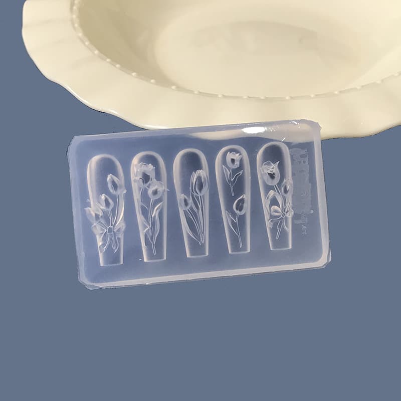3D Stereo Relief Tulip Nail Art Silicone Mold for Nail Technicians, DIY Wearable Nail Accessories, High-Transparency Mold