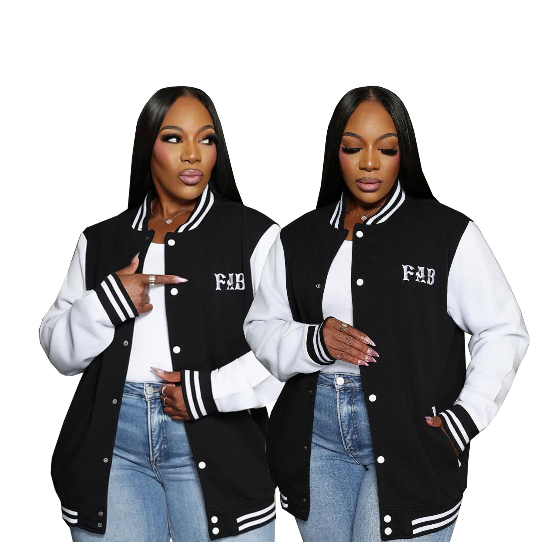 TW907 European and American Fashion Women's Cross-border Casual Sports Button Baseball Jacket Fall Winter Cardigan Jacket Coat Women