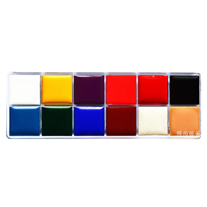 Oil-based Face Paint 12-Color Body Paint Palette for Stage Art, Children's Opera, Festivals