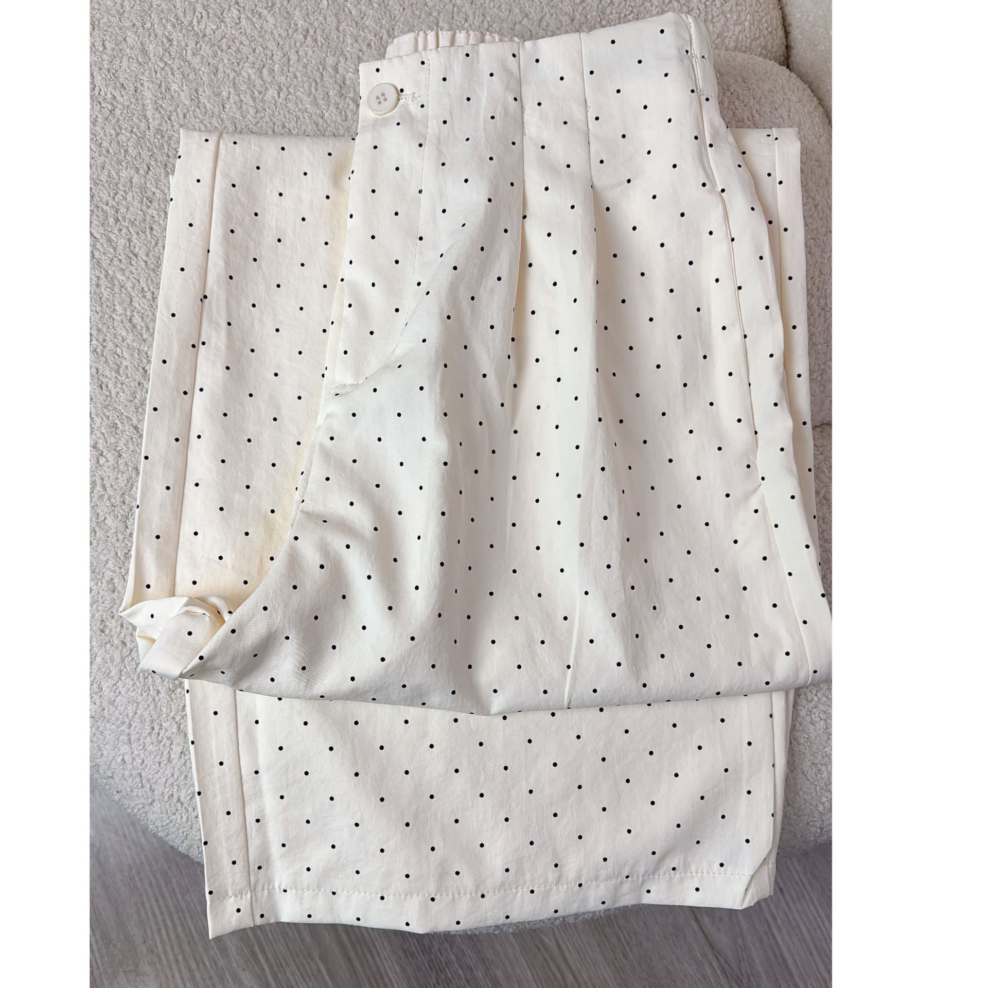 Ice Silk Polka Dot Wide Leg Pants for Women Spring Summer Thin Loose Fit Slimming Drape Lazy Style Yamamoto Suit Pants Other