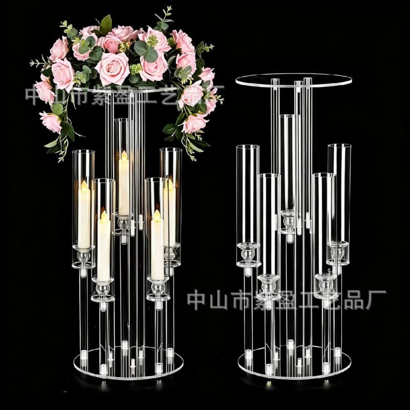 Cross-border wedding props acrylic backgammon road guide party candlestick table decoration wedding site layout supplies