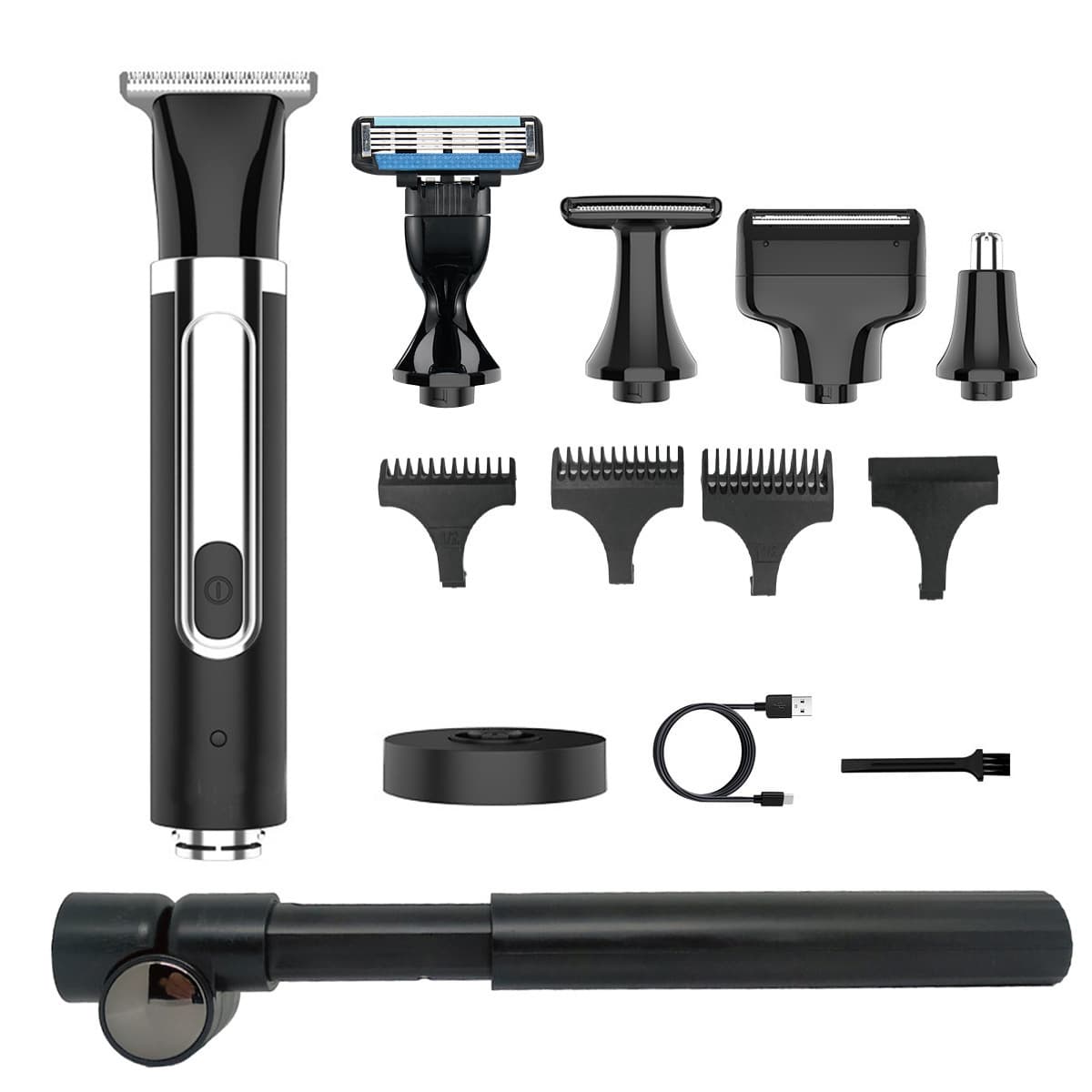 Men's Grooming Set, Shaver, Arm and Back Hair Trimmer, Multi-Blade Razor, Nose Hair Trimmer, Rechargeable Shaving Razor