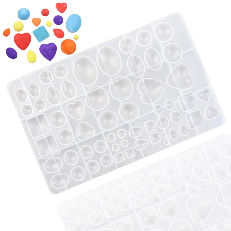 Jianmei In Stock Heart Square Oval Moonlight Gem Silicone Chocolate Mold DIY Resin Accessory Mold
