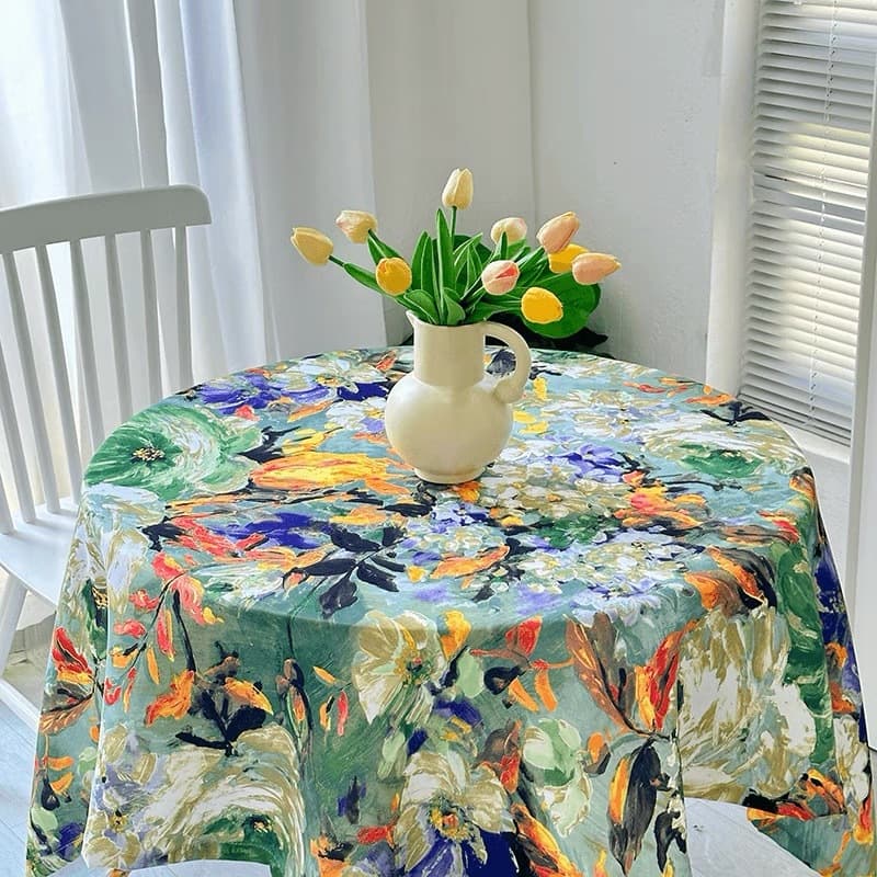 European and American abstract oil painting tablecloth cafe tablecloth European pastoral floral art tablecloth rectangular one piece drop shipping