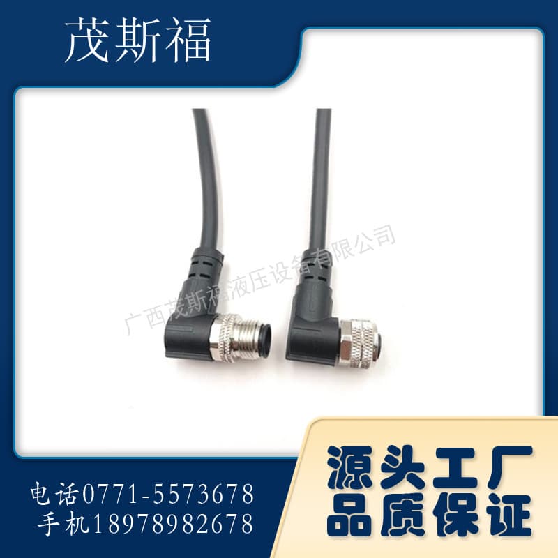 M12 Aviation Plug Sensor Connector Male Female Right Angle Plug Cable Supplier from Guangxi Factory