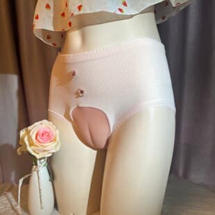 High-Waist Japanese Reverse Wear Crossdresser Costume Sexy Tight Silicone Fake Vagina Realistic Conceal JJ Camel Toe Panties